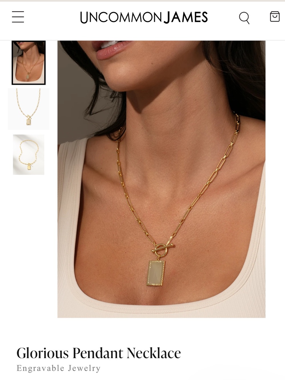 Uncommon James 14k Gold Rectangular Pendant Chain Necklace